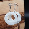 THEPRETTYBITS White Mother Of Pearl Hoop Earrings, Long Dangle Drop,