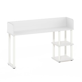 Furinno Classic Desktop Bookshelf Storage Hutch, Desk Organizer with 3 Shelves, White/White