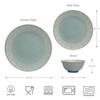 Bzyoo 12-Piece Reactive Blue Ceramic Dinnerware Set Bali Breeze Blue