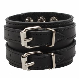 Ultra Gothic Buckle Leather Goth Steampunk Bracelet Emo Punk Cyber Wrist Cuff Mens Womens Wristbands Biker Rock Vintage Gothic Style Adult Mens Bracelets Womens Bracelet Wrist Band Cyber Goth