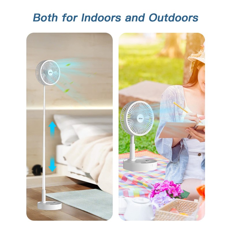 AICase Stand Fan,Folding Portable Telescopic Floor/USB Desk Fan with 10800mAh