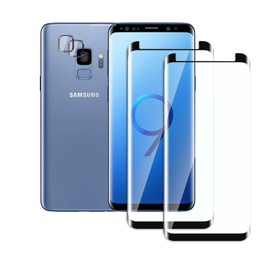 QZJinch [2+2 Pack Screen Protector for SamsungGalaxy S9,Fingerprint ID Compatible,3D Full Screen Protection,Scratch Resistant,HD Clear，Case Friendly