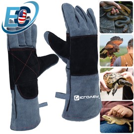 eperfectcom Animal Handling Gloves Anti Bite Training Cat Dog Pet Leather Safety Protective