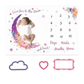 Bestwill Sleeping Art Moon Photo Mat Baby Photography Sheet Thin Blanket Baby Growth Record Gift (Pink Flower)