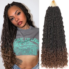 Ombre Brown Boho Island Twist Crochet Braids Senegalese Twist Crochet Hair Long Synthetic Braiding Hair Extensions Pre-Looped Boho Goddess Braids 1B/30#