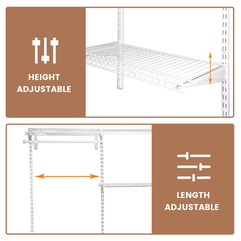 PROWORX 4-6 Ft Closet Organizer System, Adjustable Metal Wire White