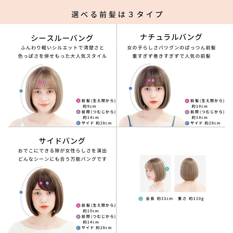 LINEASTORIA HEART BEAT Short Bob Wig, Full Wig, Bob Short