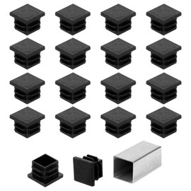 sourcing map 3/4" (19mm) Square Tubing End Caps, 50 Pcs Plastic Hole Plugs Insert End Cap for Metal Tubing Post Chair Leg Table Bookshelves Furniture, Black