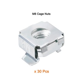 sourcingmap 30 Pack, M8 Cage Nut, Carbon Steel Zinc Plated for Server Shelf Cabinet
