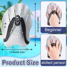 WuGU Hand Paddles Schwimmen, Einstellbar Schwimmpaddel, Schwimmhilfe Erwachsene Kinder, Schwimmtrainingsgerät Handpaddel zum Schwimmen Pool-Übungsgeräte Zubehör, Unisex(Silber)