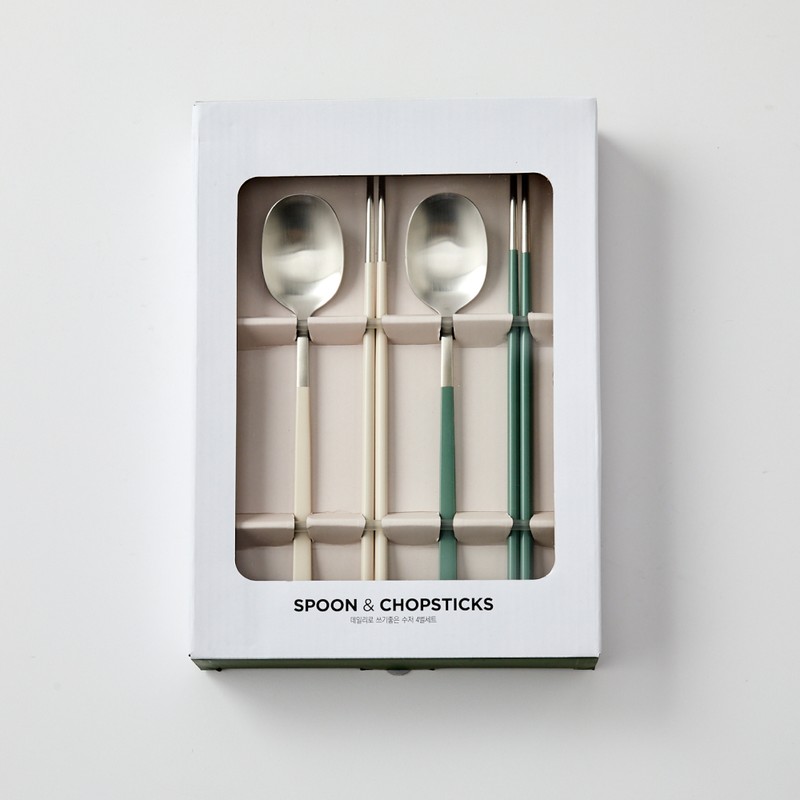 모던하우스 데일리로 쓰기좋은 수저4벌세트 크림그린 4-Piece Spoon Set in Cream
