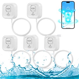 Universal 1-5Pack Smart Water Leak Sensor Detector APP Alarm WiFi Home Water Leak Detector - 5 PACK
