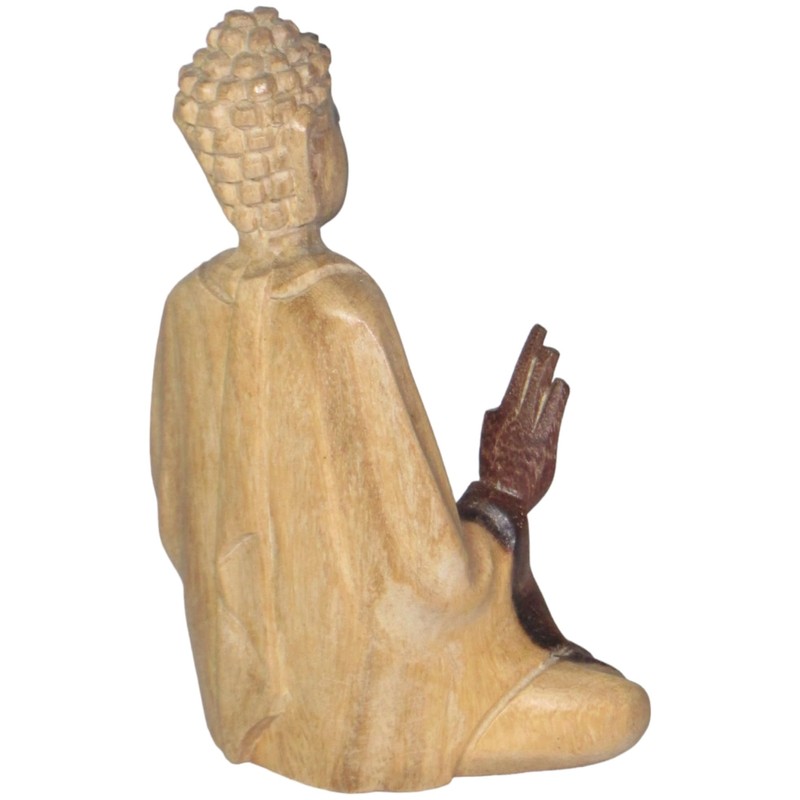 Brave Wings Hand Carved Wooden Decoration ~ Meditating Man 10.5cm