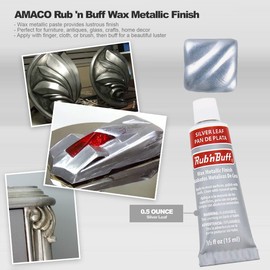 Rub n Buff Wax Metallic Silver Leaf, Rub and Buff Finish, 0.5-Fluid Ounce, Pixiss Blending and Application Tools for Applying Silver Leaf Paint
