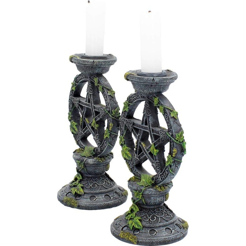Nemesis Now B2539G6 Wiccan Pentagramm Kerzenständer Set mit 2 Kerzenhaltern