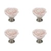 Savagrow 4pcs Light Pink Rose Flower Knobs Ceramic Knobs Cabinet