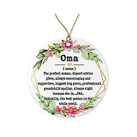 WolfeDesignPDD Oma Noun Ornament - Christmas Ornament for Oma - Mother's Day Ornament - Oma Gifts - Oma Definition - Keepsake Printed on One Side