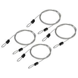 TOP-VIGOR 4Pcs Security Steel Cable, 2.5mm x 1m / 3.28ft Coated Safety Wire Rope Double Loop Flexible Security Cable Lock for Outdoor Travel Luggage Bike, Transparent