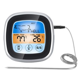 Meat Thermometer for Cooking Digital Food Thermometer Color Screen for BBQ Household Kitchen Silver