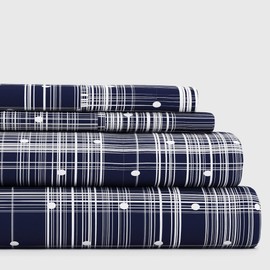 Linen Market 4 Piece Full Bedding Sheet Set (Navy Polka) - Sleep Better Than Ever with These Ultra-Soft & Cooling Bed Sheets for Your Full Size Bed - Deep Pocket Fits 16" Mattress