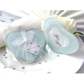 EinsSein 2 x Coasters Glasses in Love Heart 9.5 x 9.5 cm Elegant Glass Wedding Favours Vintage Colourful Crystal Funny