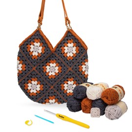 Yeezhee Crochet Kit for Beginners, Crochet Bag Starter Kit with Step-by-Step Video Tutorials, Granny Square Crochet Tote Bag Set, Knitting Kit Including Yarn, Crochet Hook, Sofa