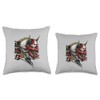Skeleton with Hannya mask demon Traditional graphics Throw Pillow