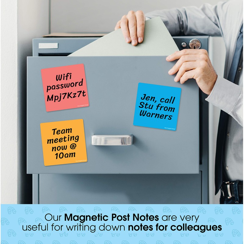 TMS Magnetic Sticky Notes, Neon Coloured Dry Wipe Reusable Labels