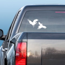 Express Yourself Products Fighting Pheasants (White - Reverse Image - XL) Decal Sticker - Upland Game Bird Collection