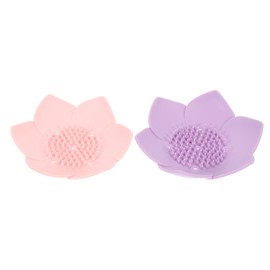 STOBAZA 2pcs Soap Holder Trays, Soap Dish Holder for Shower Bathroom & Kitchen, Flexible Silica Gel Tray Eucalyptus Shaped Soap for Resting Soap Bars