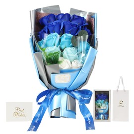 Moluppy Soap Flower, Bouquet, Rose, Blue, Paper Bag Included, Gradient Gift, Gift, Women's, Popular, Respect for the Aged Day, Birthdays, Celebrations, Anniversaries, Recitals, Men