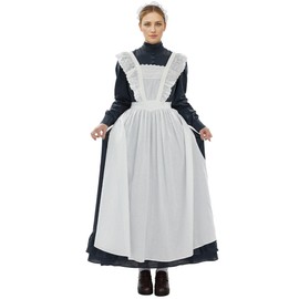 daizbella Medieval Renaissance Costume Retro Apron and Ruffle Head Accessory Set