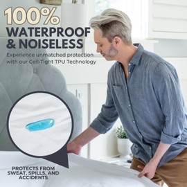 Rest Line Premium Cotton Terry Waterproof Mattress Protector Full/Double 54" x 75” - 100% Cotton, Hypoallergenic, Cooling Mattress Pad Cover, Soft & Breathable Fitted Sheet Style up to 18" Deep
