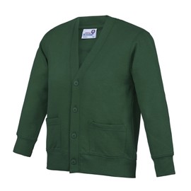 AWDis Academy Childrens/Kids Button Up School Cardigan (9-10 Years) (Green)