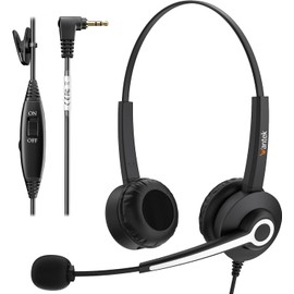 Wantek Phone Headset with Microphone Noise Cancelling, Telephone Headsets 2.5MM Jack Compatible with Panasonic AT&T RCA Vtech