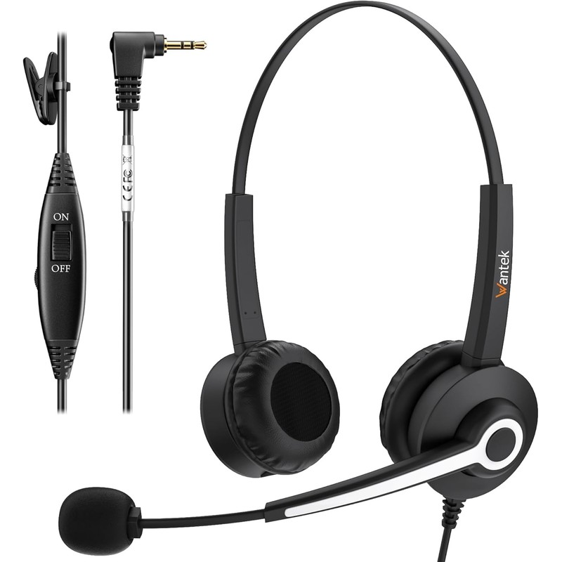 Wantek Phone Headset with Microphone Noise Cancelling, Telephone Headsets 2.5MM