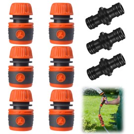 Raheem Gardena Hose Coupling Set, 1/2 Inch Hose Connectors with 3 Double Plugs, Garden Hose for Tap, Garden Hose, Garden Watering, Car Washing, Household Use, 9 Pieces