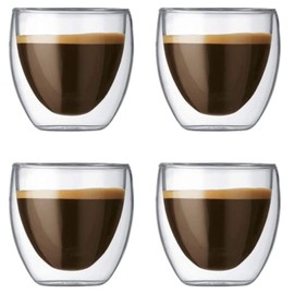 EasyWare Premium Set de Vasos y Tazas de Doble Pared de Vidrio Tèrmico Borosilicato Para Capucchino Espresso Té Café Etc (4 x 80ml)