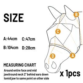 Fly Mask Horse Hillylolly Fly Professional Fly Mask Horse UV Protection Caremaster Fly Mask Horse Fly Mask with Ears and Nose Part Fly Mask Horses Full