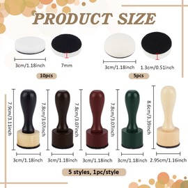 BENECREAT 20 Packs Ink Paints Mixing Blending Tool, 5Pcs Mini Applicator Tools, 10Pcs Flat Round and 5Pcs Steric Round Replacement Foam Pads for Rubber Stamping & Scrapbooking