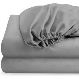 King Fitted Sheet Light Grey - Fitted Bottom Sheets - 12 Inch Deep Pocket - Super Soft Cotton Bedsheets -1 Fitted Sheet Only (King -Light Grey)