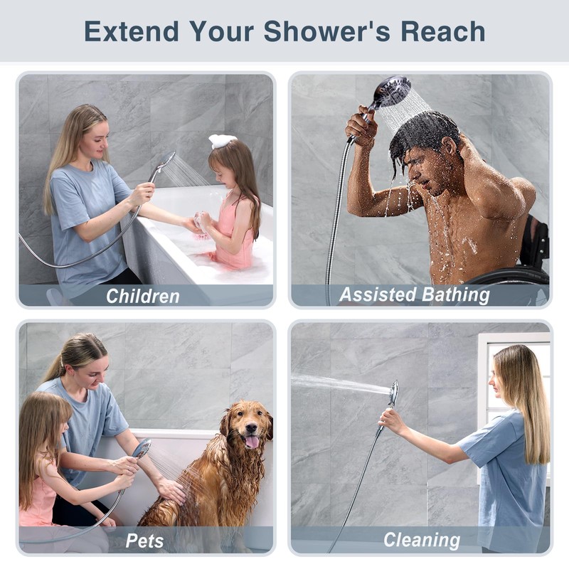 BRIGHT SHOWERS Shower Hose For Hand Held Shower Heads, 96