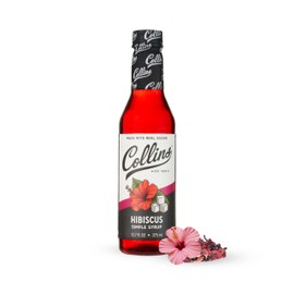 Collins Hibiscus Simple Syrup, Perfect for Margaritas, Sours, Spritz Cocktails, Lemonades, Teas, and Seltzers, Cocktail Syrups, Home Bar Accessories, Party Essentials, 12.7 oz, Set of 1