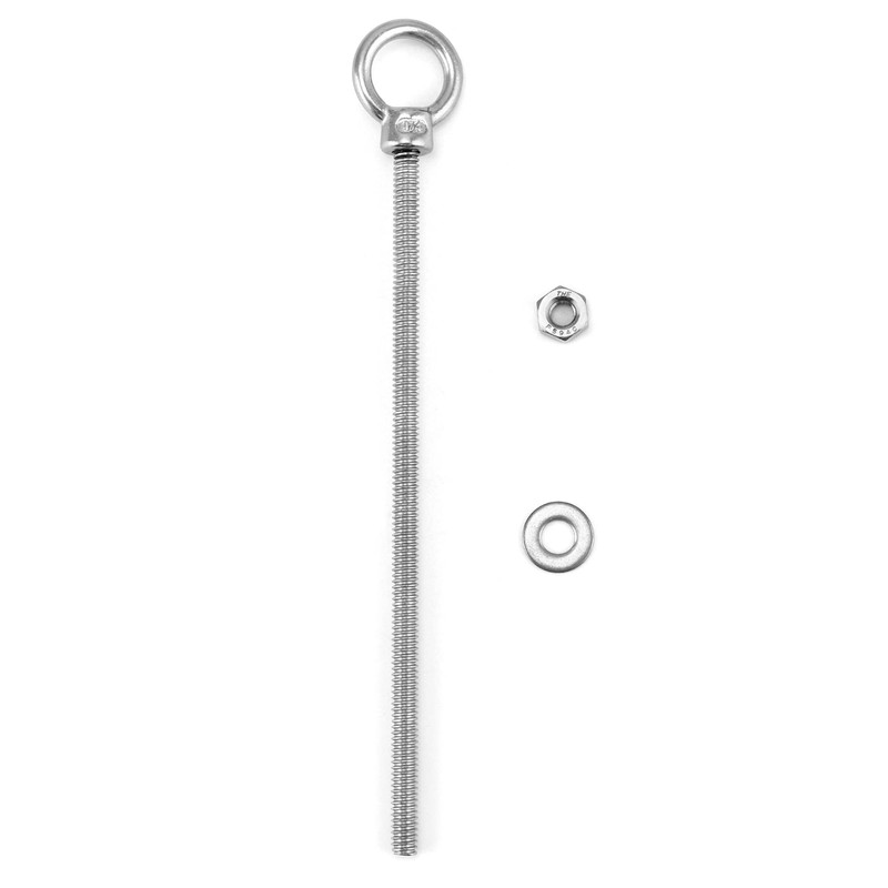 QWORK Threaded Eyebolts, 10 Pack 1/4" x 6" Long Stainless