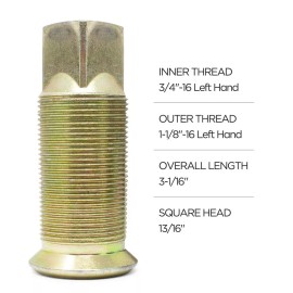 Pro Trucking Products Ten M-133 LH Stud-Piloted Budd Wheel Inner Cap Nuts - 3-1/16" Long