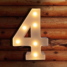 VITI - Números iluminados, letrero de números con luz LED para decoración de pared, letras iluminadas para boda/fiesta de cumpleaños, decoración de Navidad, funciona con pilas (4)