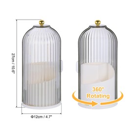 uxcell Makeup Brush Holder with Black Clear Lid, 360 Rotating Makeup Brushes Organizer, Dustproof Cosmetic Storage Case for Vanity Desktop Bathroom, White