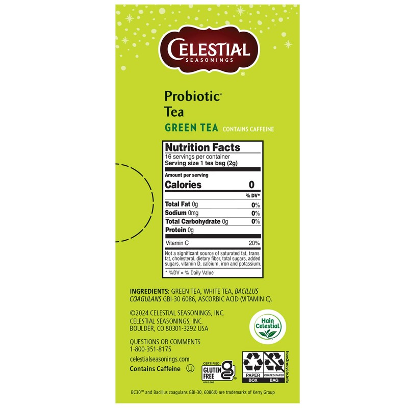 Celestial Seasonings Probiotic Green Tea 16 tea bags