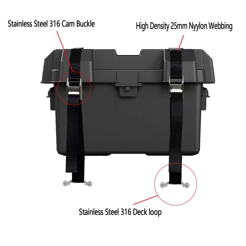 Battery Tie Down Straps for Boats,Stainless Steel Cam Buckle Straps,Cooler