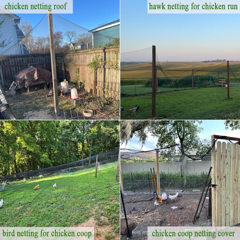 Vocray Bird Netting for Chicken Coop 15x15Ft, 1/2" Mesh, Strong